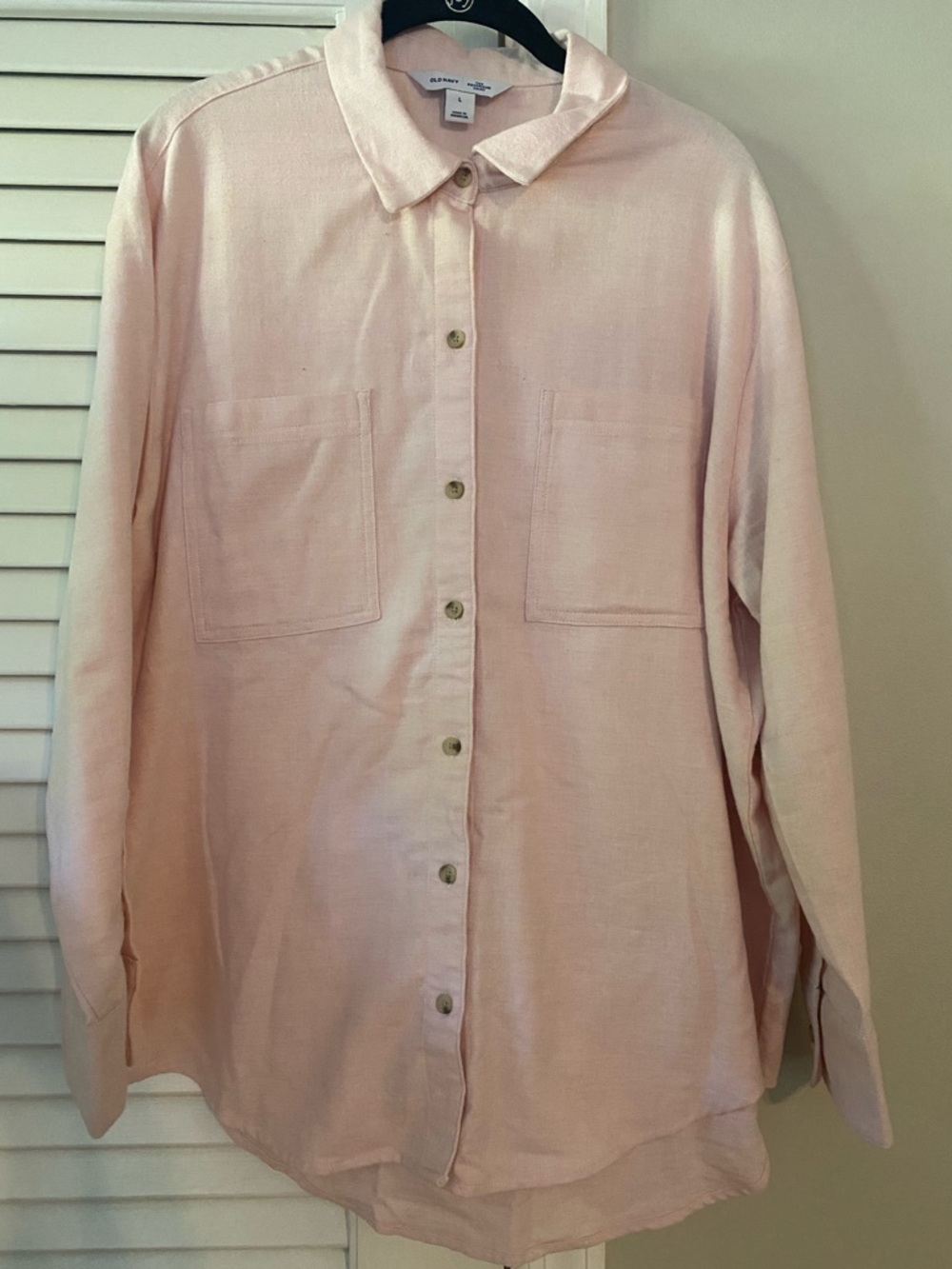 Old Navy Boyfriend Shirt, Pale Pink - Size Large